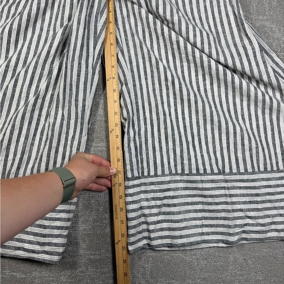 NWT LANE BRYANT Square-Neck Belted Wide Leg Linen Blend Jumpsuit Size 22 Striped - Picture 4 of 7